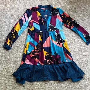 Maeve by Anthropologie Long Sleeve Abstract Printed Dress SZ XS